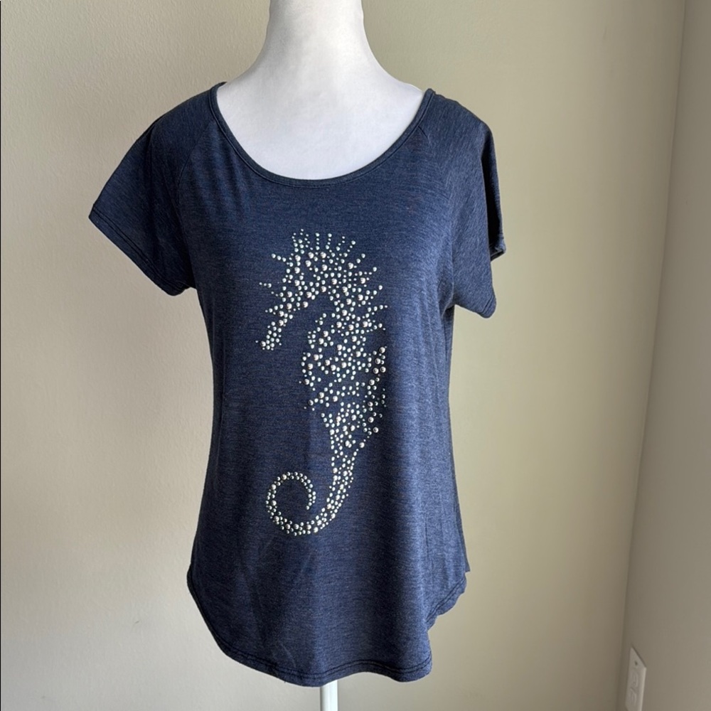 SJS womens navy scoop neck teeshirt